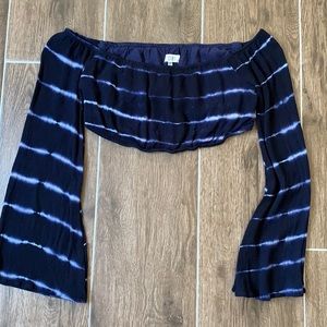 Tobi TieDye Off The Shoulder Crop Bell Sleeves